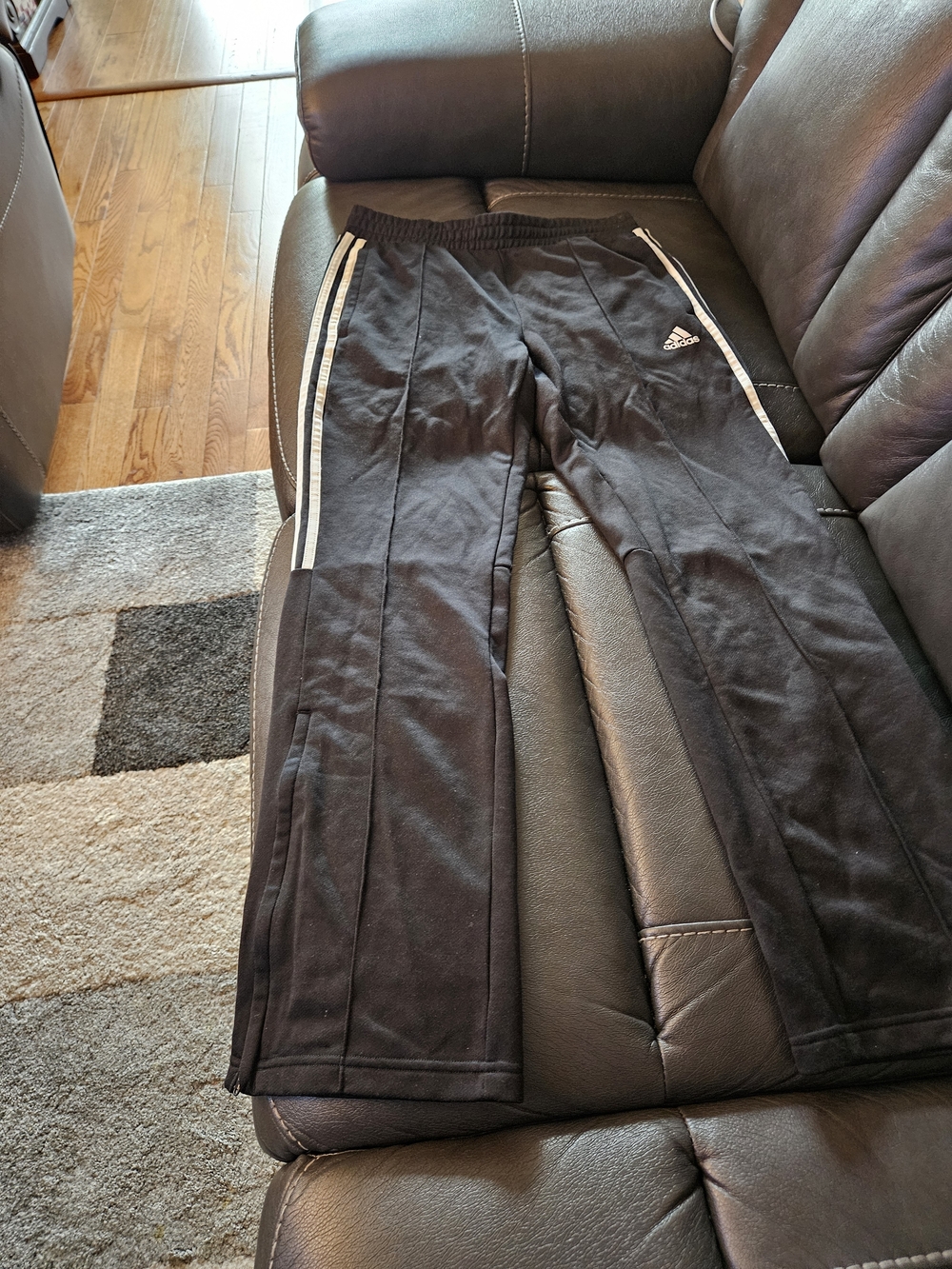 adidas Black Track Pants with White Side Stripes
